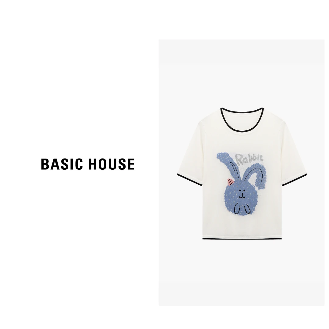Basic House/百家好夏季莱赛尔亚麻显瘦舒适针织衫B0625B5T632