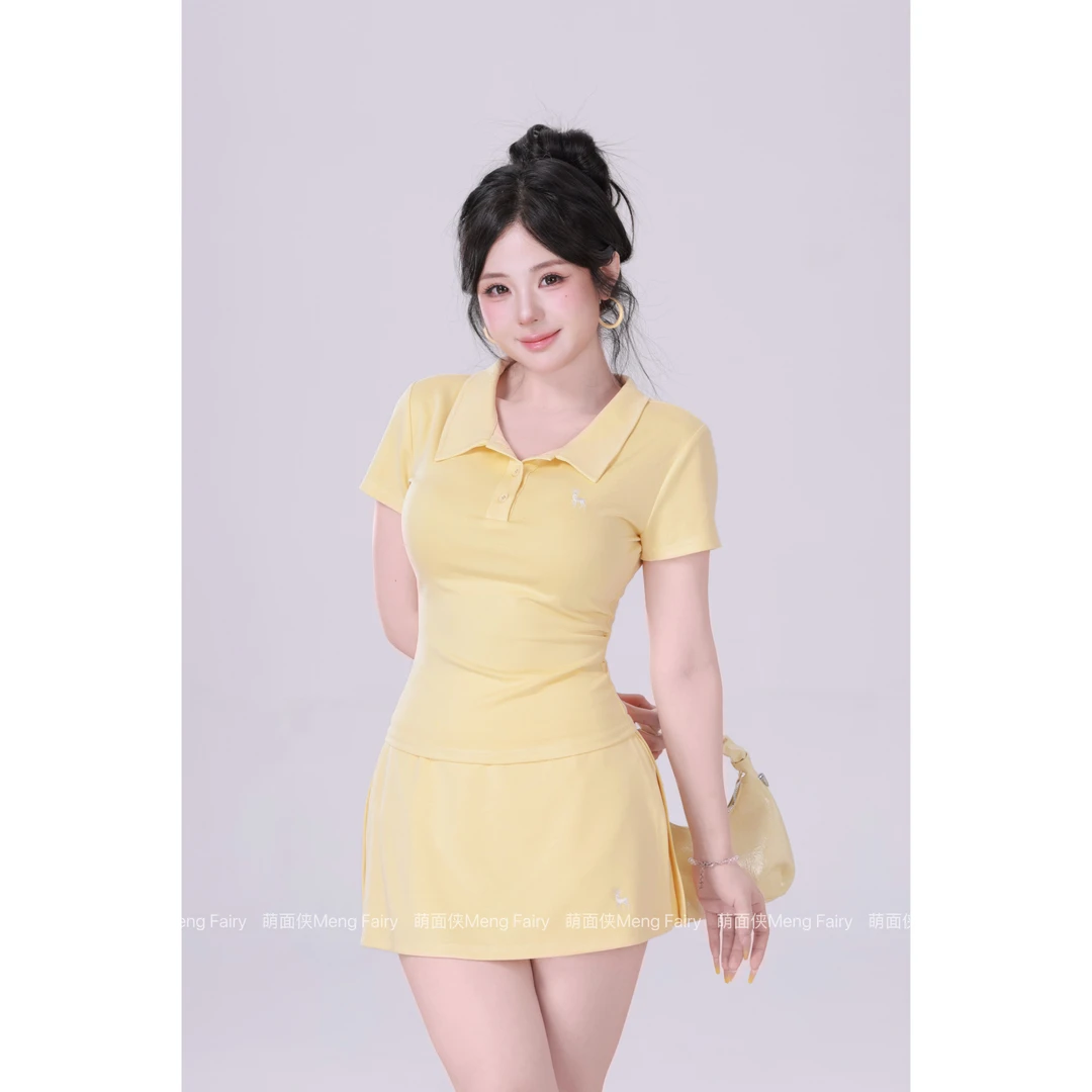 11.3清清萌面侠【轻氧夏日】休闲polo上衣高腰半裙运动5507M5521M