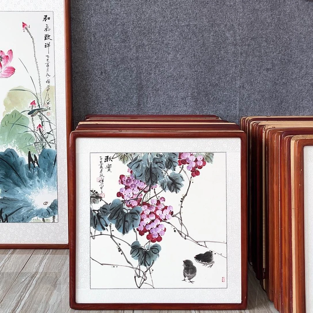 国画书画作品带框63×63