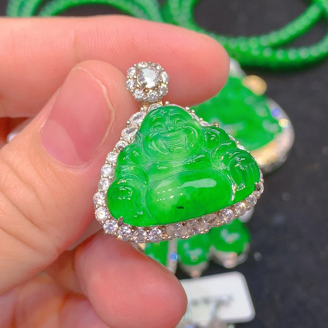 吊坠(不含链)银S925镶嵌翡翠翡翠