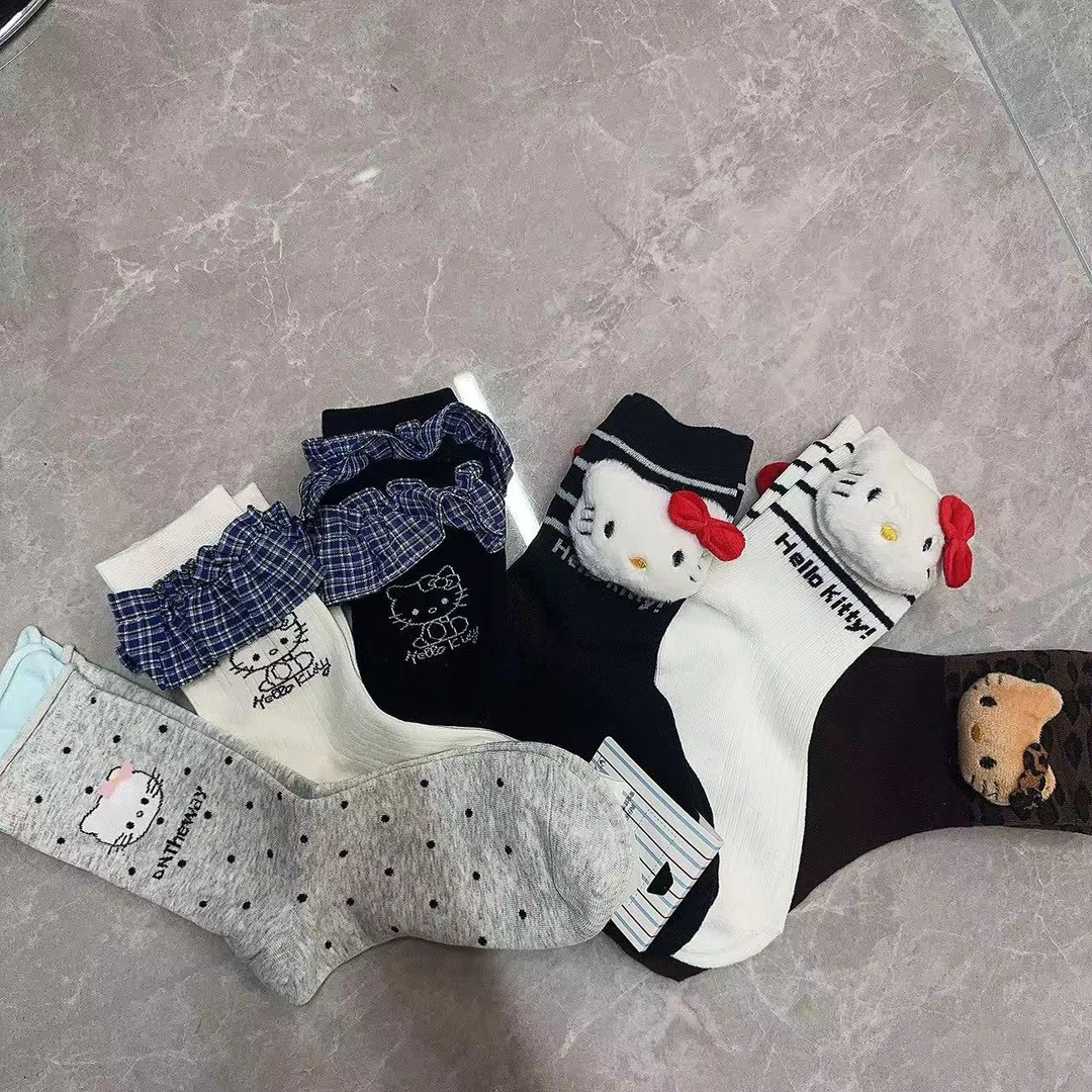 学院风百搭可爱卡通猫咪女袜J2657