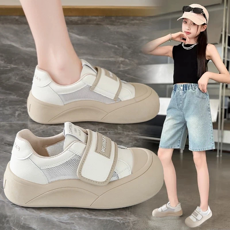 女童鞋子运动鞋夏季新款小白鞋时尚休闲鞋百搭板鞋厚底女女童夏鞋