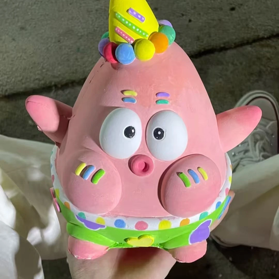 海绵宝宝派大星大号石膏娃娃DIY涂色彩绘创意益智玩具，白坯发货