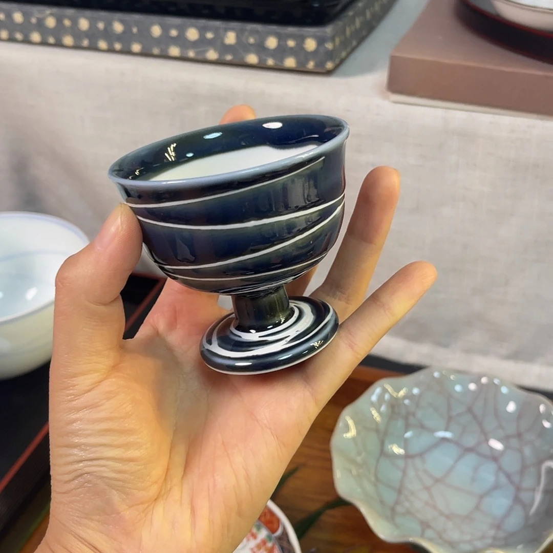 瓷片高足杯子来咯来咯