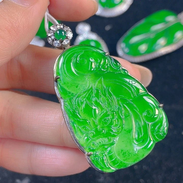 翡翠吊坠(不含链)银S925镶嵌