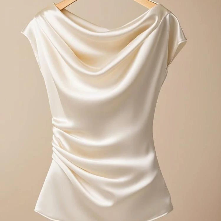 轻熟法式小众轻奢高级感漂亮气质超好看杏色衬衫女夏显瘦醋酸上衣