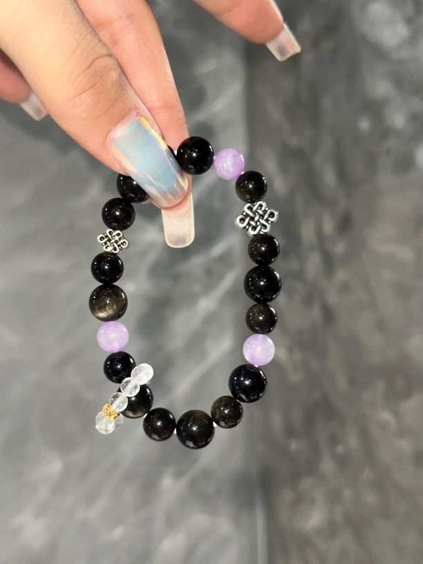 合金手链 吉祥结蒙古元素金耀石紫水晶天然手串设计精美