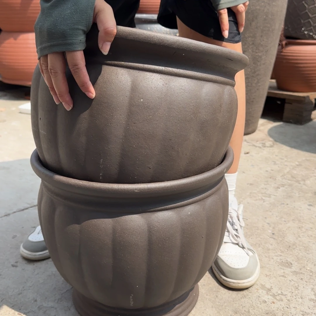紫砂花盆口35高30宜兴紫砂瑕疵粗糙