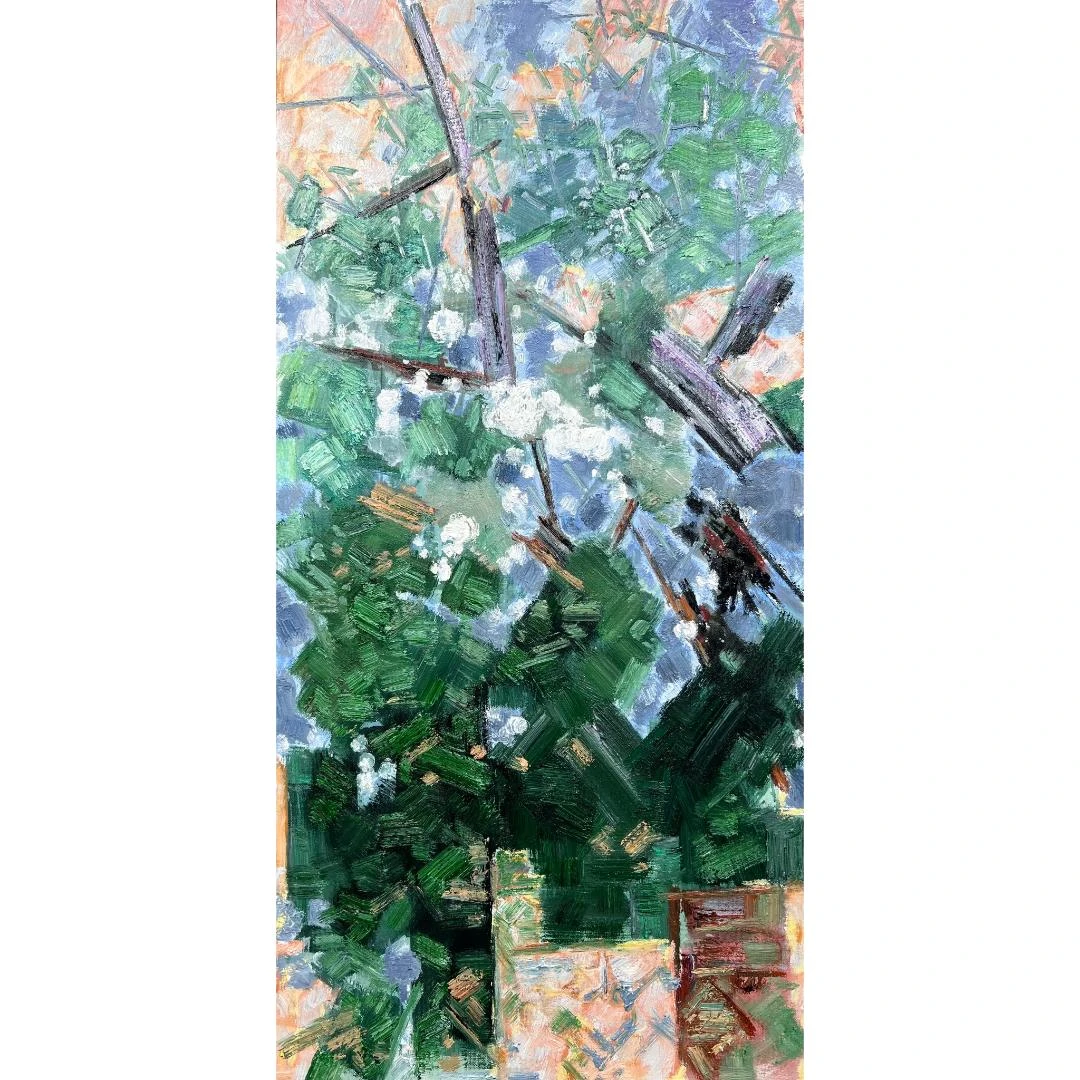 8042吴民本《花菲花》原创手绘油画抽象作品110*55cm适合客厅玄关