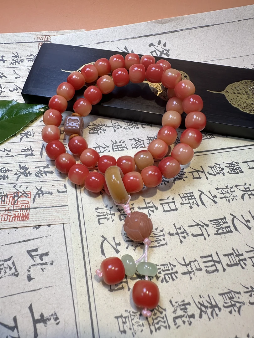 F035精品菩提老型珠9*10双圈手串无盒子