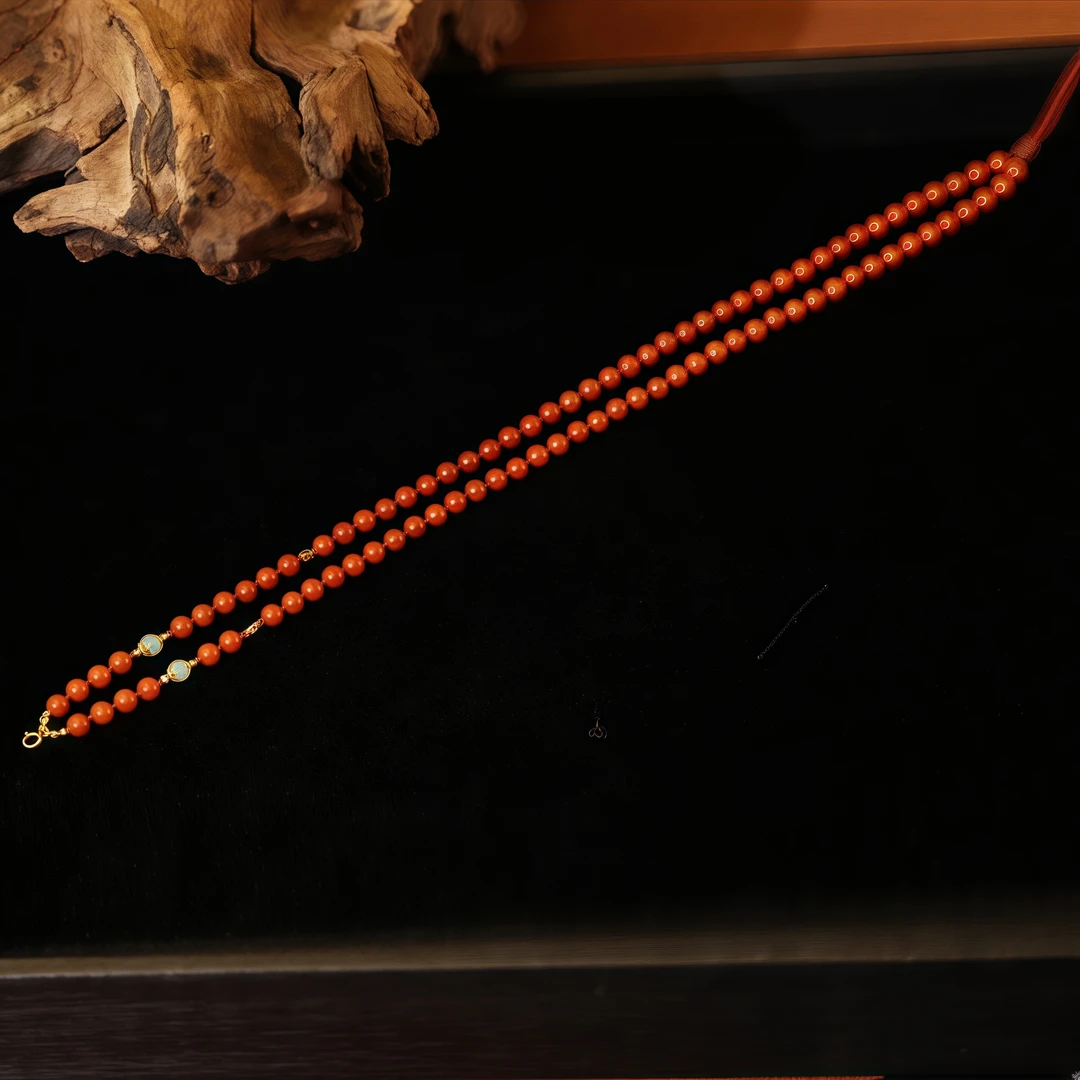 芙蓉丨18K金 * 川料南红 *时尚百搭毛衣链（多样性发）