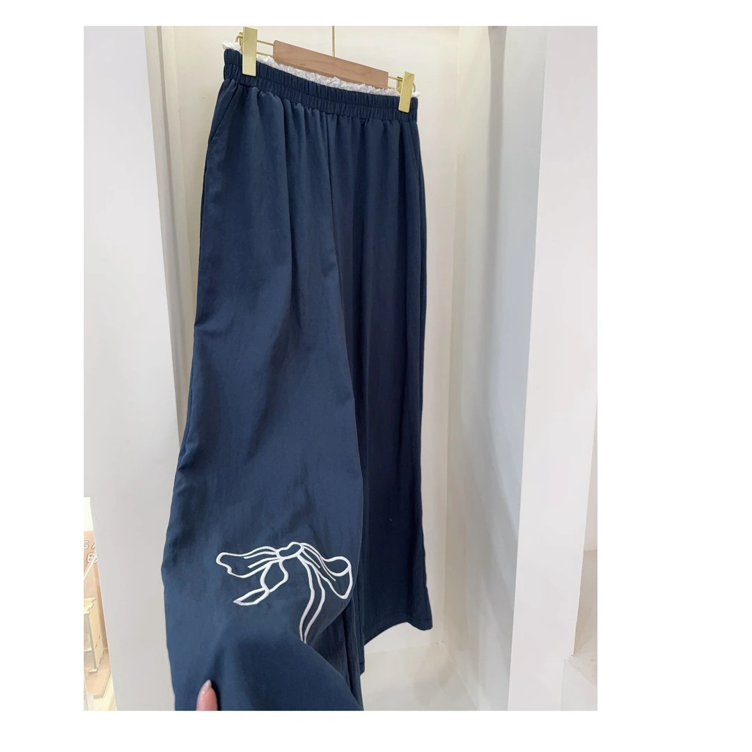 Ins感藏青色韩女系休闲裤