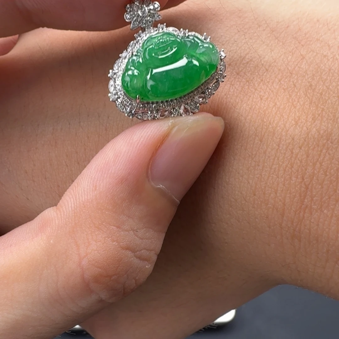翡翠18K金镶嵌戒指天然缅甸翡翠A货
