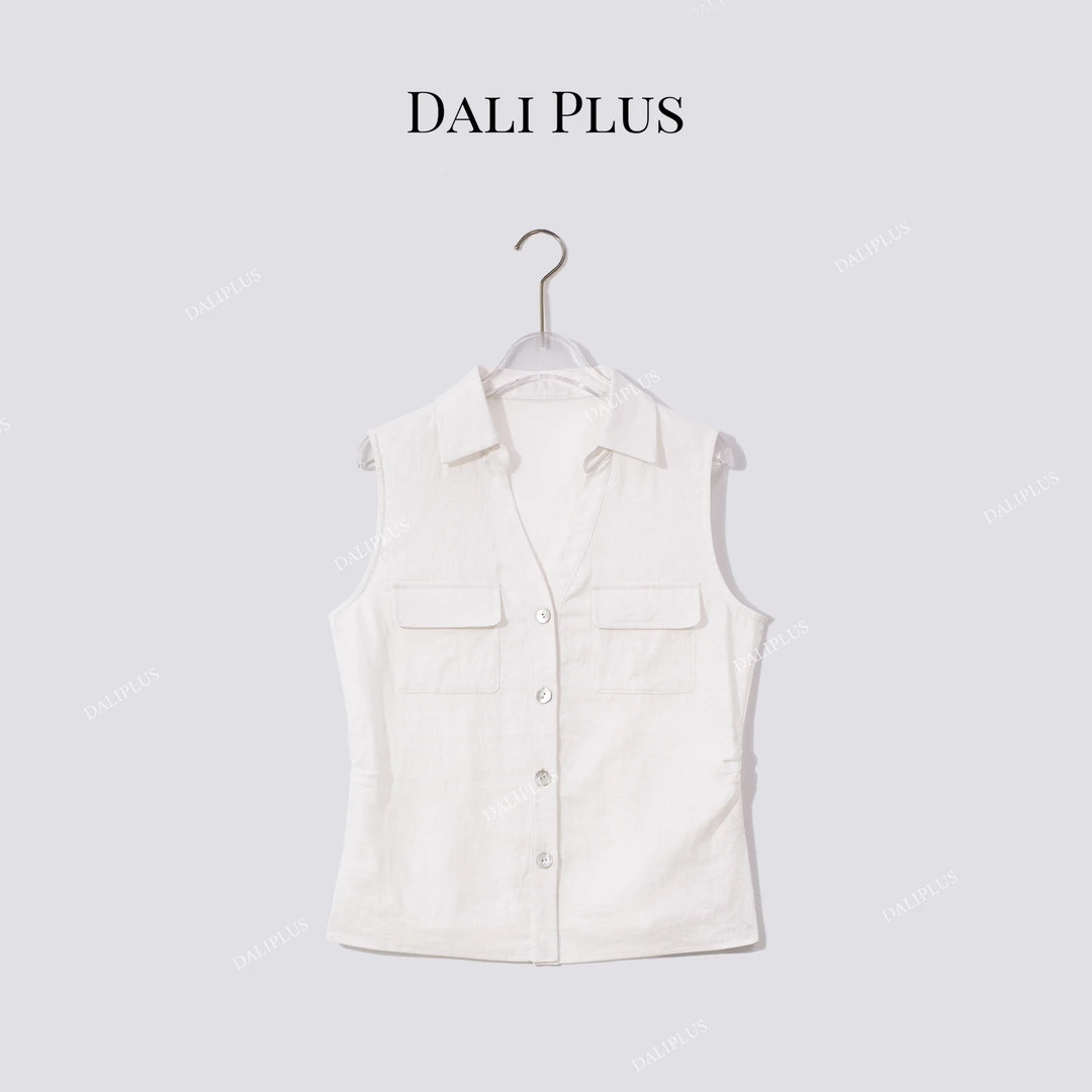 DALI PLUS套装系列 100亚麻休闲气质款轻奢马甲-D5BL1045