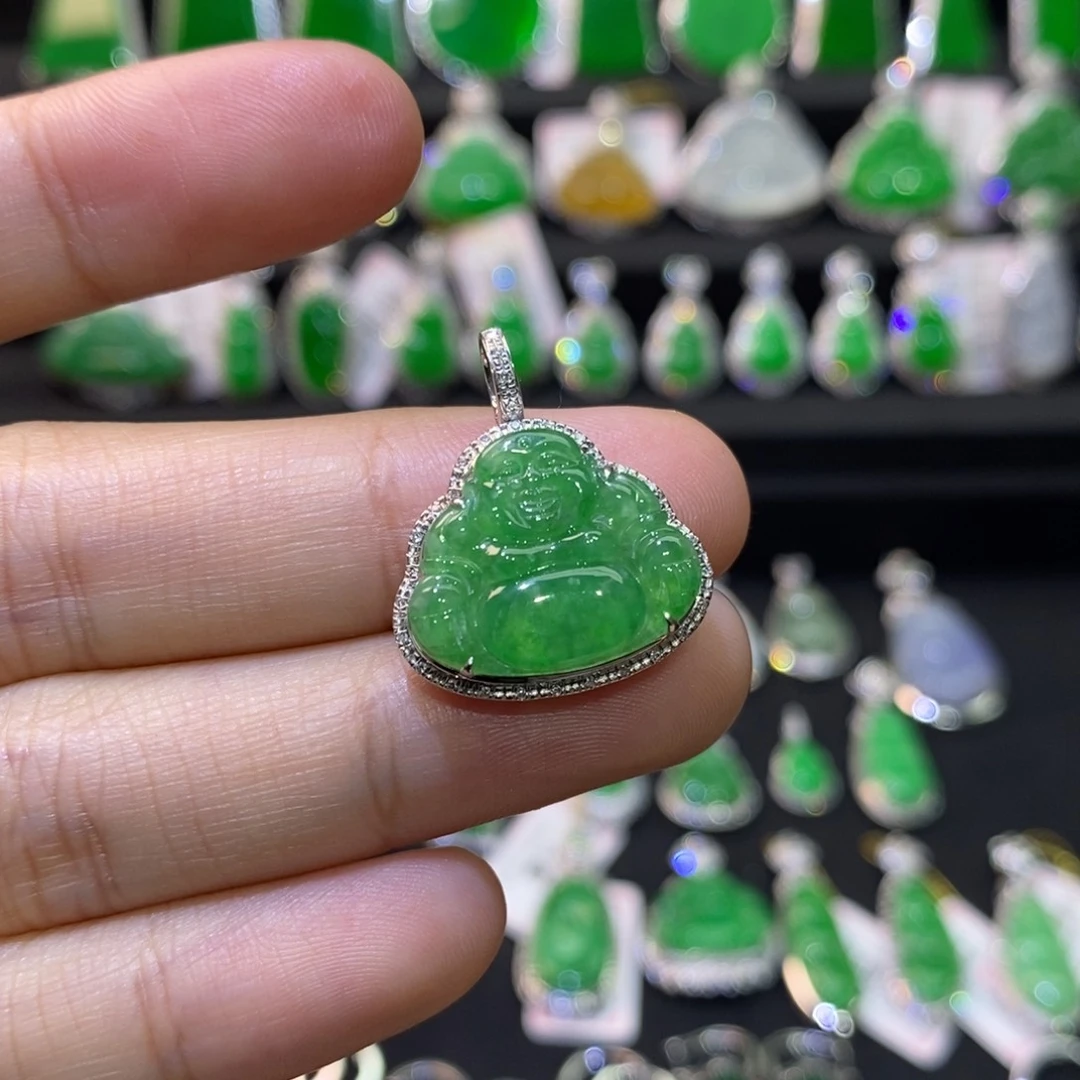 翡翠18K金镶嵌吊坠(不含链)