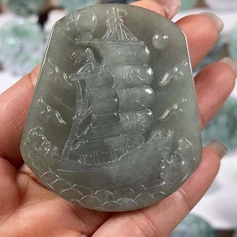 翡翠颈饰未镶嵌一帆风顺洒乌鸡料福利