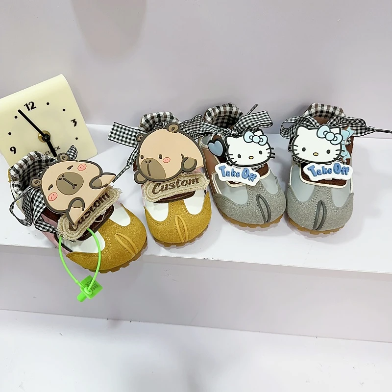 女童复古德训鞋2025春秋新卡皮吧啦爆款小中女童休闲运动鞋阿甘鞋