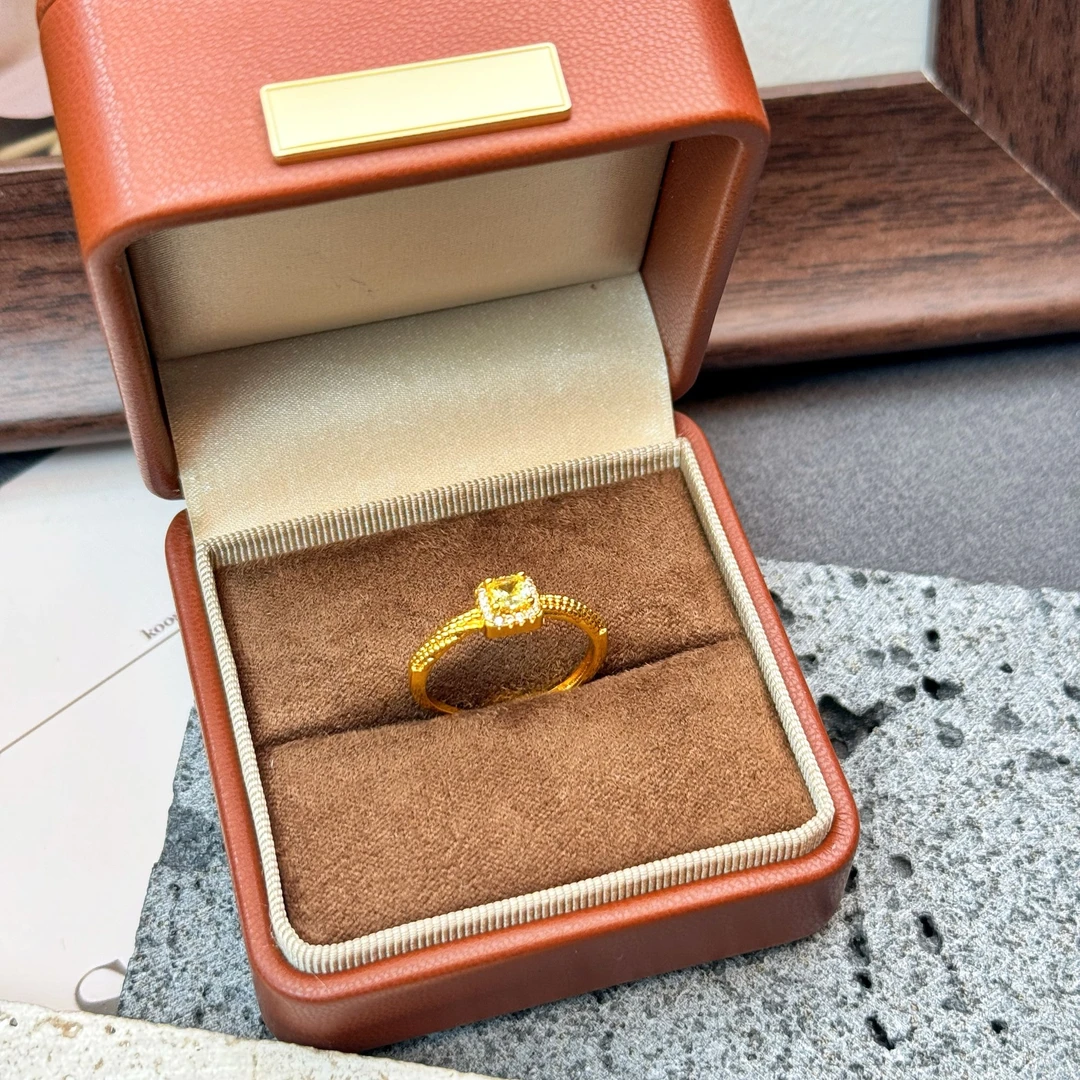 13024点钻黄色小方糖戒指开口