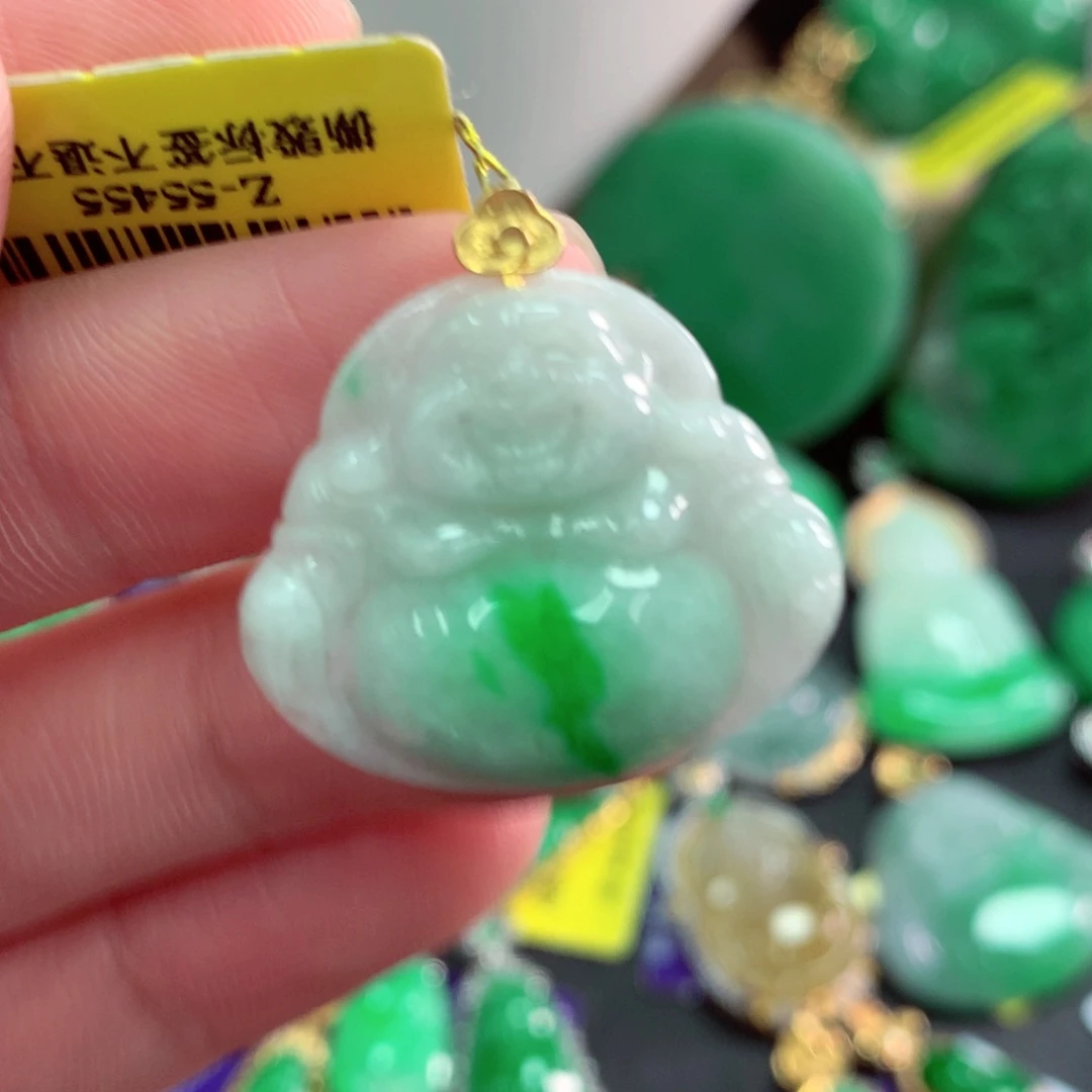 吊坠(不含链)18K金镶嵌翡翠
