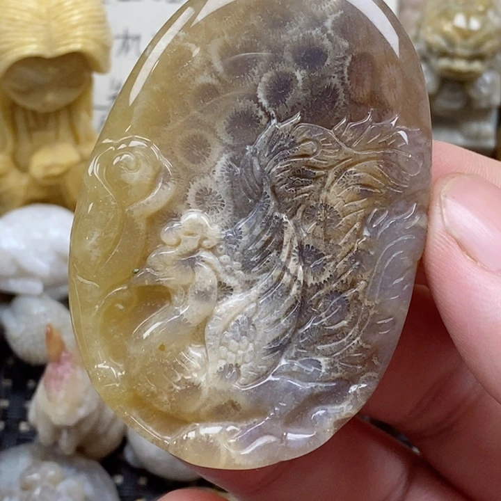 颈饰未镶嵌硅化珊瑚（珊瑚玉）