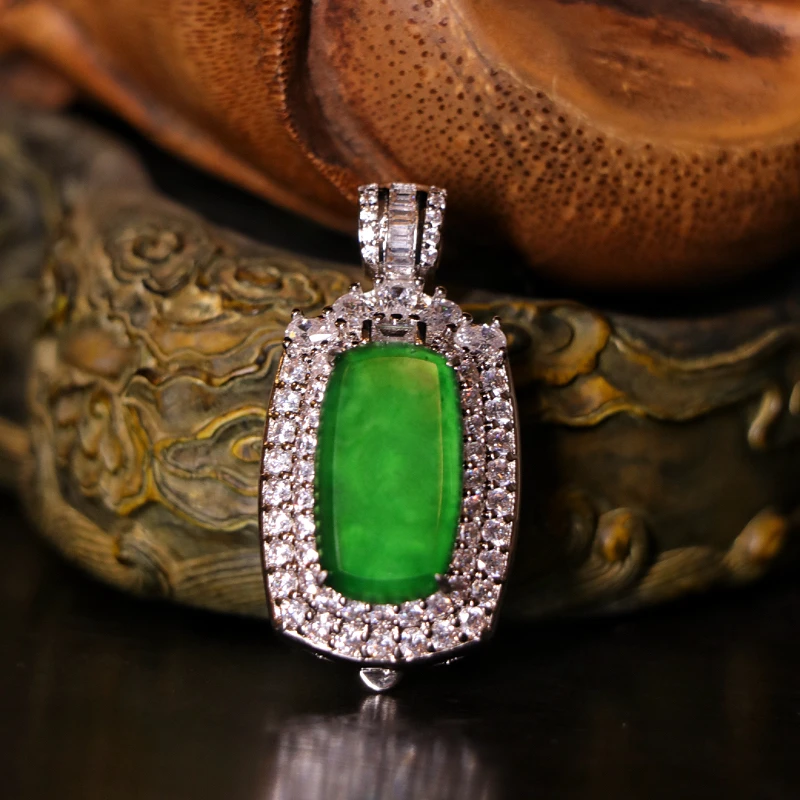 高定设计款豪镶天然A货翡翠冰种无事牌简约大气百搭JJMS51026018