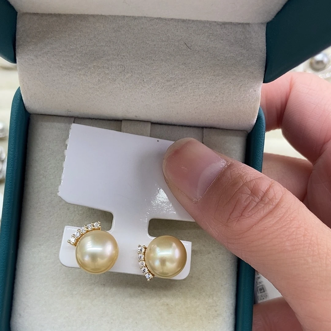 银S925镶嵌耳饰海水珍珠