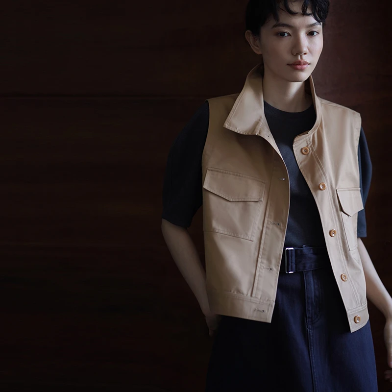 【女装优选】哈齿小姐马甲挺括棉立领工装叠穿外套女20ZZ2506267M