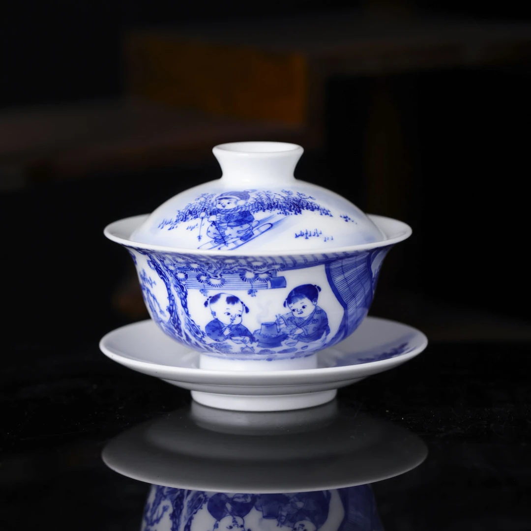自慢堂九段烧-九段妙手婴戏盖碗（吃火锅）纯手工