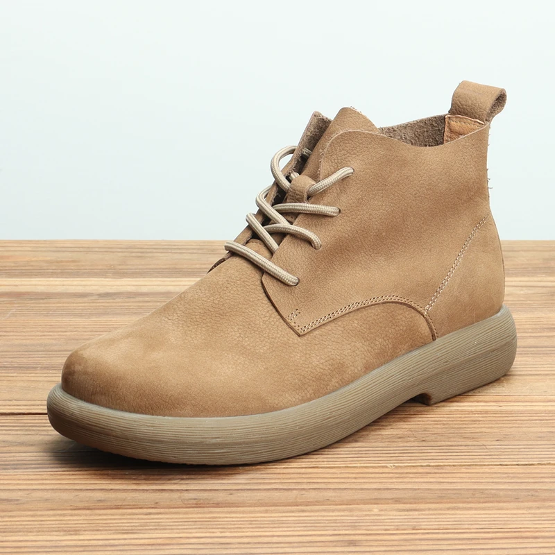 秋季新款马丁靴男真皮透气软皮软底高帮休闲皮鞋男复古百搭磨砂皮