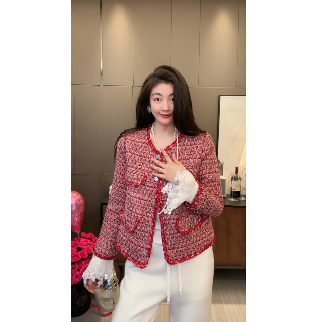 【N·COU】25冬新款【红福齐天】小香风编织圆领外套DY10517