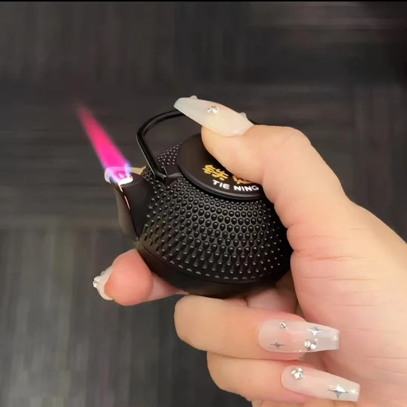 铁定茶壶摆件玩具红焰充气防风打火机个性复古有趣炫酷送男朋友