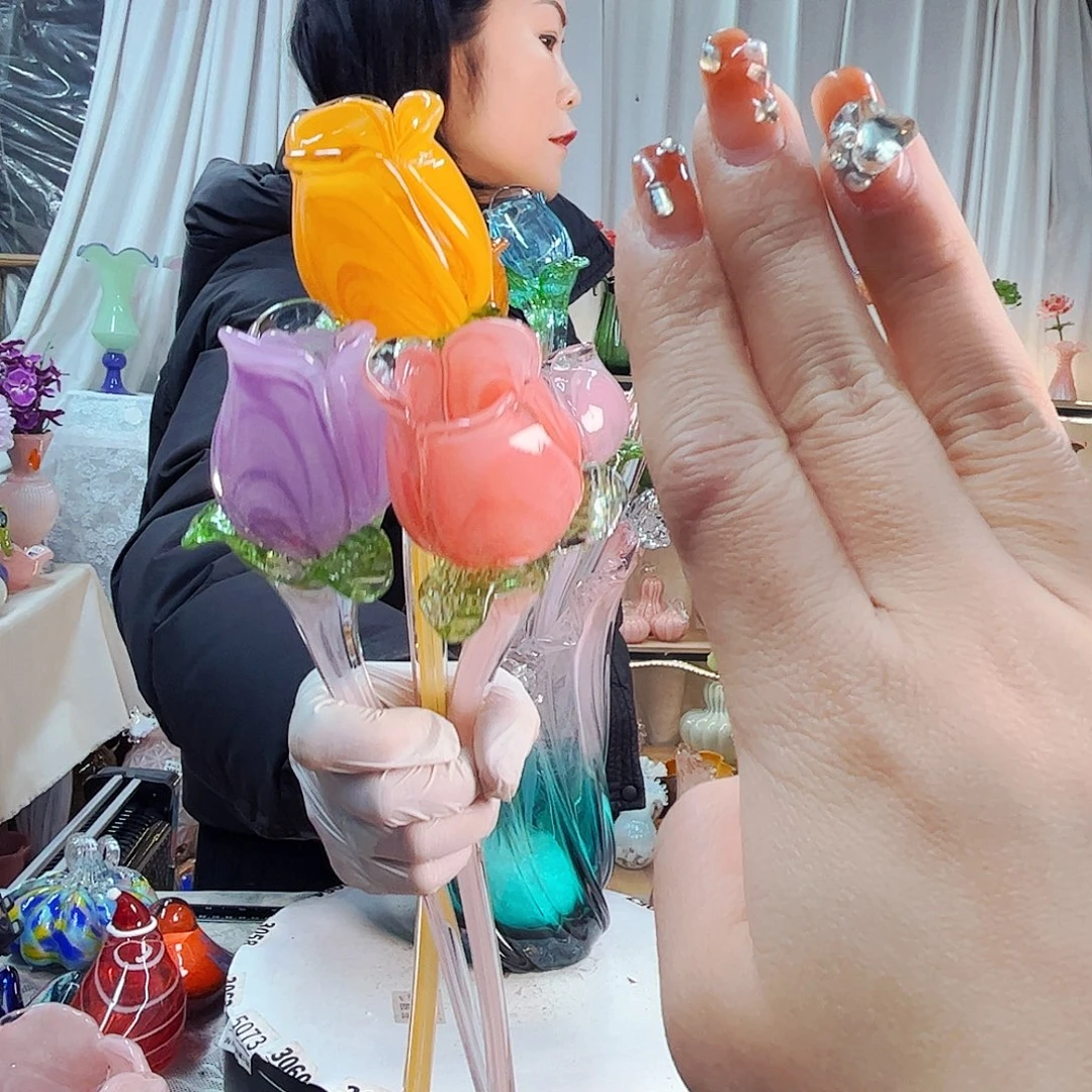 3朵玫瑰家悦美居琉璃摆件