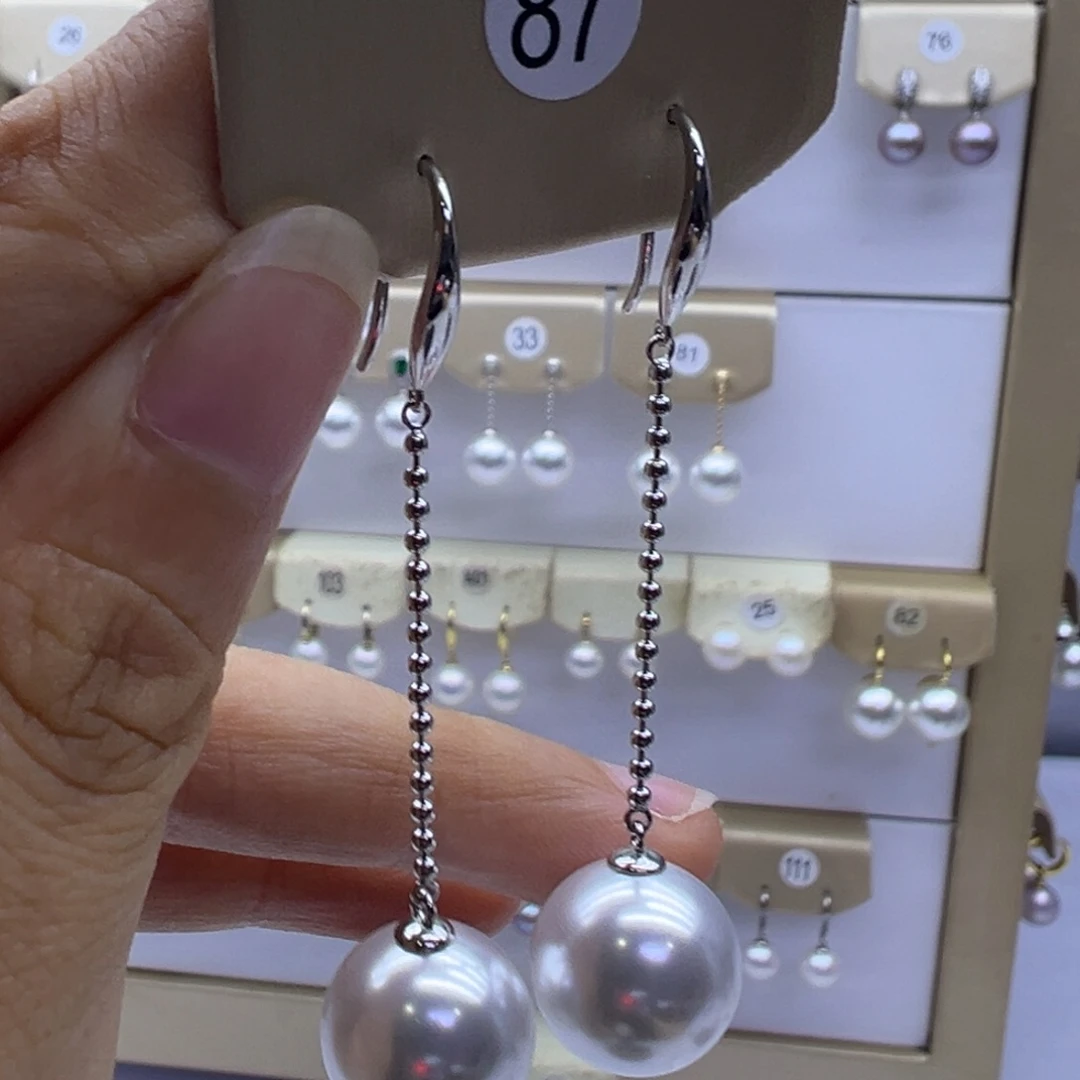 银S925镶嵌耳饰淡水珍珠