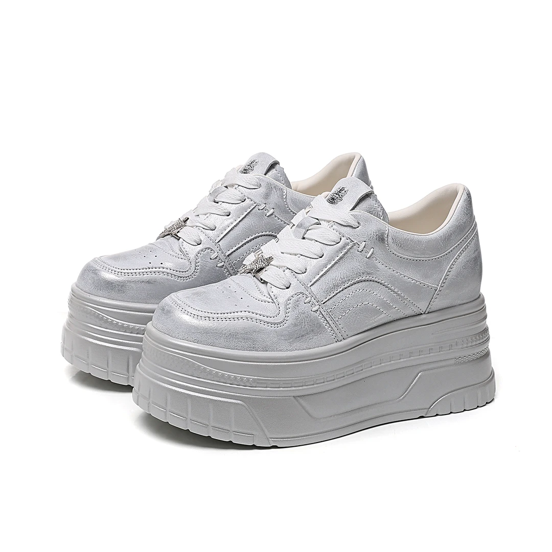 增高9CM2025春季新款女鞋时尚百搭厚底小个子休闲小白鞋板鞋3653