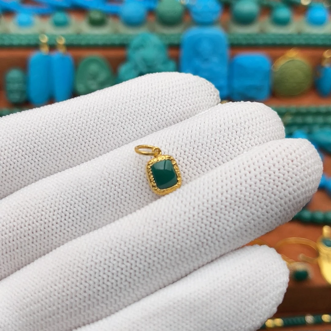 绿松石18K金镶嵌珠宝奇石