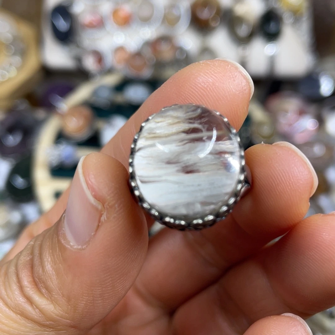 【闪购商品】银S925镶嵌珠宝半成品水晶戒指