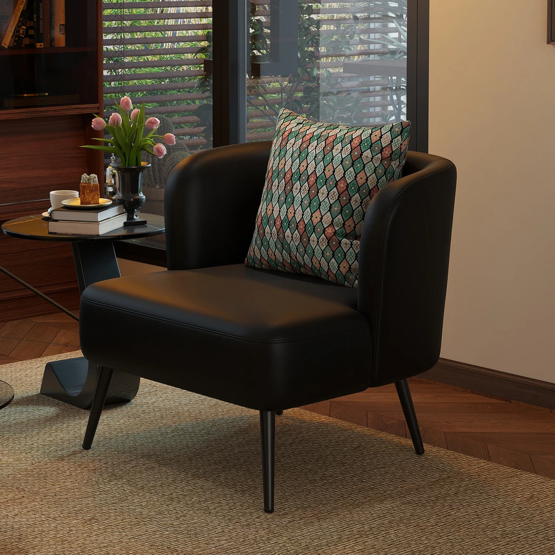 单人沙发椅现代简约客厅阳台休闲椅轻奢复古高级感会客接待小沙发