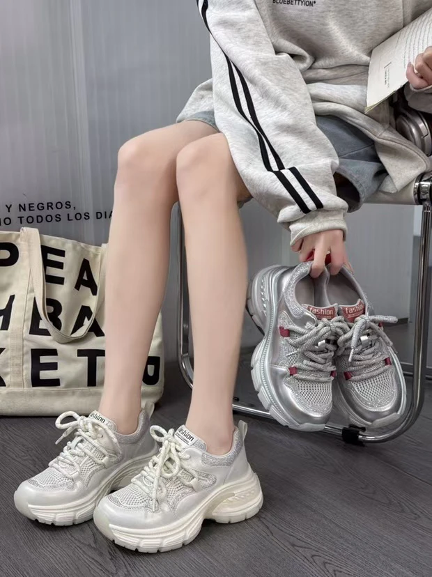 9817水钻时尚休闲鞋透气老爹鞋百搭女鞋休闲鞋运动休闲鞋