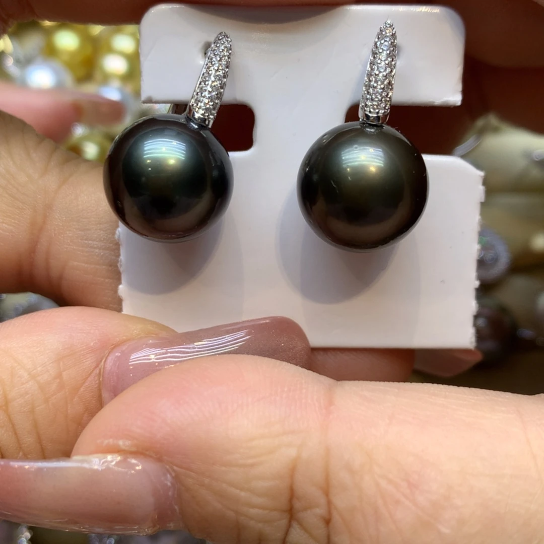 银S925镶嵌耳饰海水珍珠