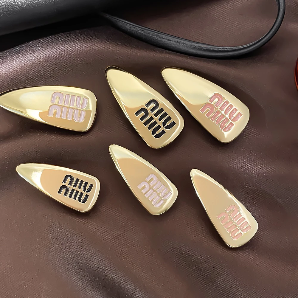 夏季金属珐琅发饰发夹M字母水滴弹簧夹刘海侧边小清新发饰女发夹