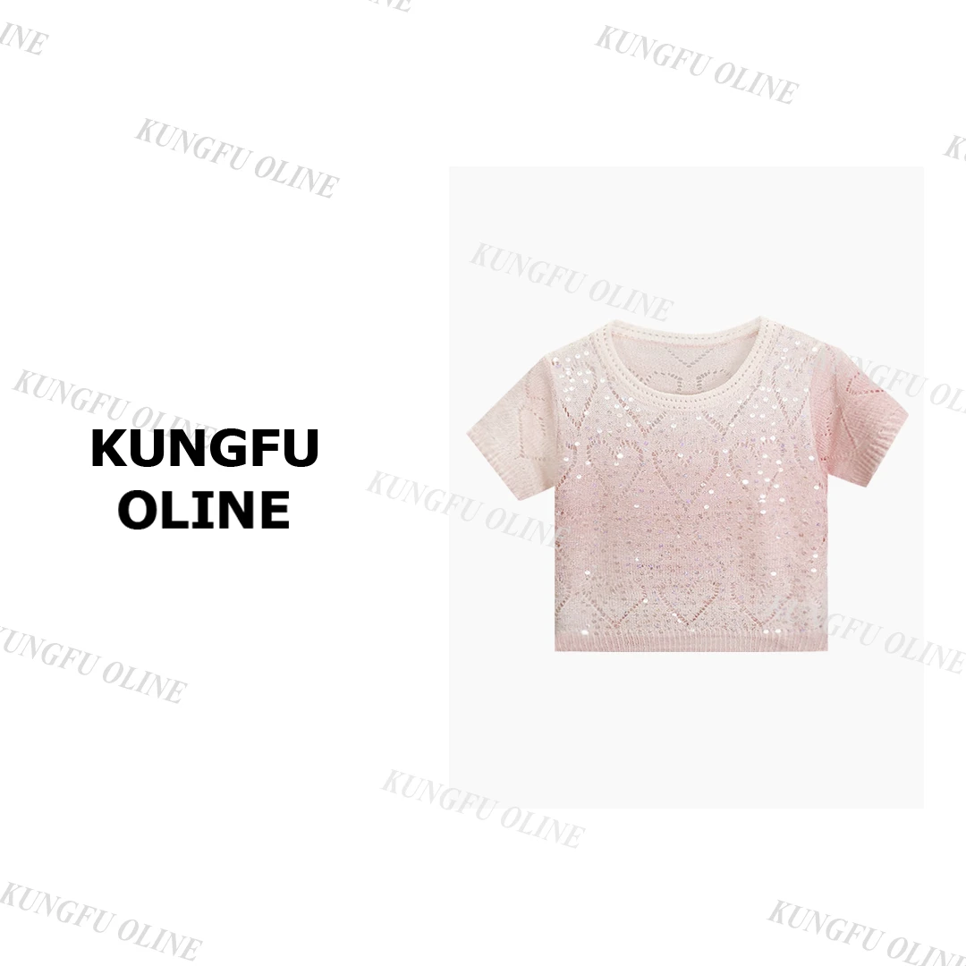 现现【小妖】MY3443亮片时尚百搭休闲针织衫女圆领气质上衣