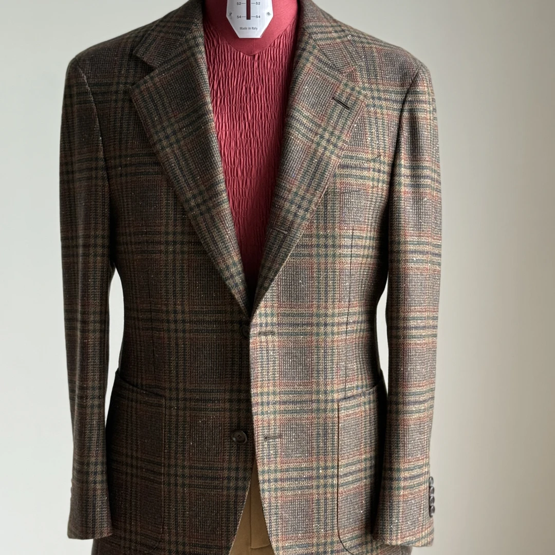 Loropiana 限定满天星羊绒格纹西装 男士秋冬花呢优雅格子单西