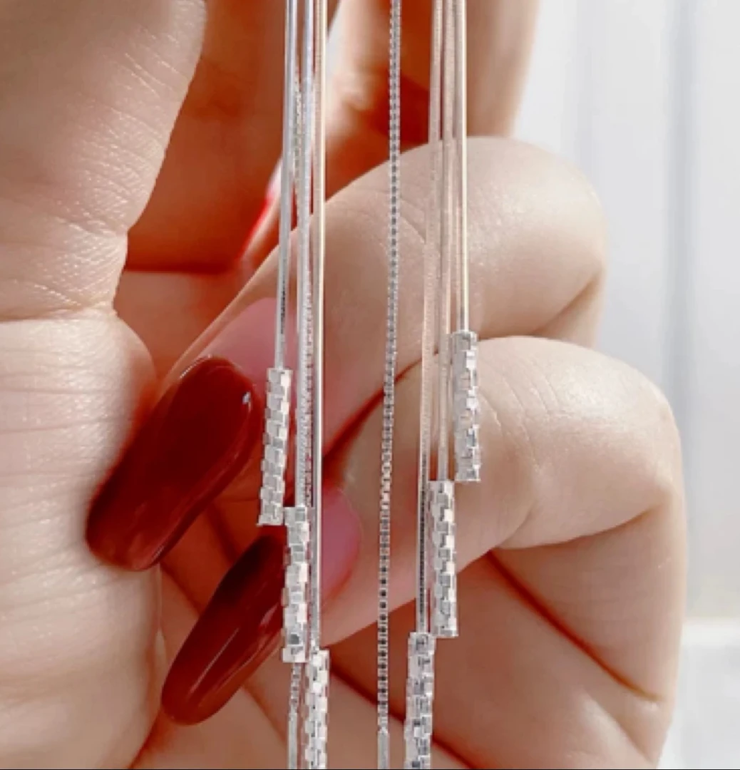 足银耳饰 足银990精工轻奢车花顺风顺水防丢耳线0590个性精致