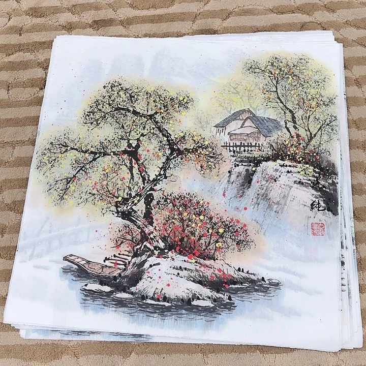 国画花鸟等图案和三尺斗