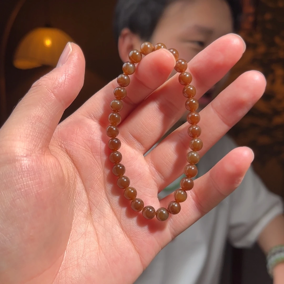 手串未镶嵌和田玉新疆老红糖6mm99