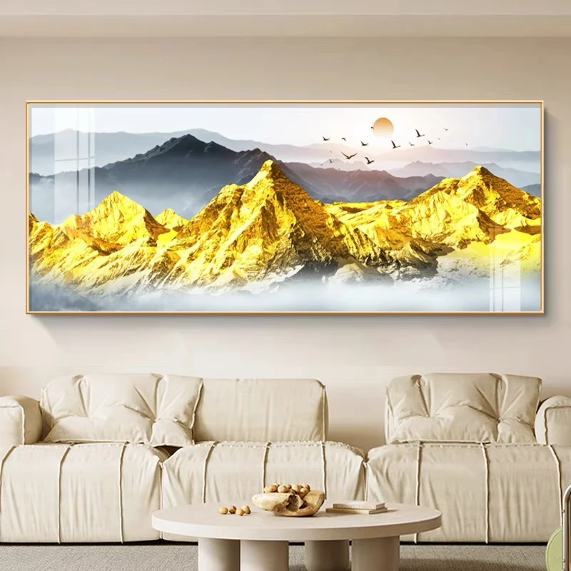 （背有靠山横幅 ）客厅沙发背景墙壁画办公室晶瓷晶钻装饰挂画