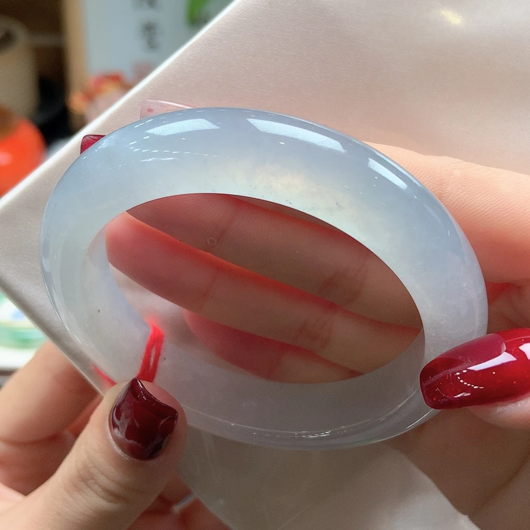 翡翠未镶嵌手镯白月光35号