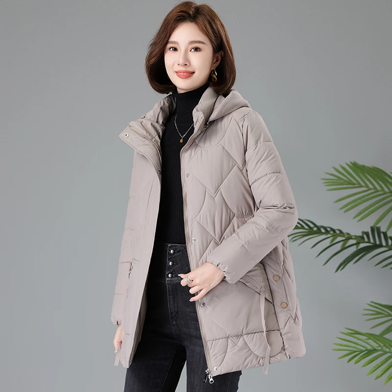 妈妈冬装中长款连帽气质显瘦棉衣9720