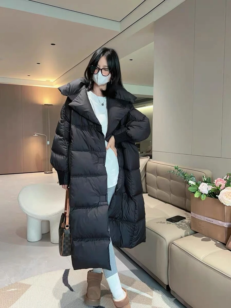 2025年冬季新款泡芙羽绒服女长款过膝宽松加厚高端白鸭绒女装外套