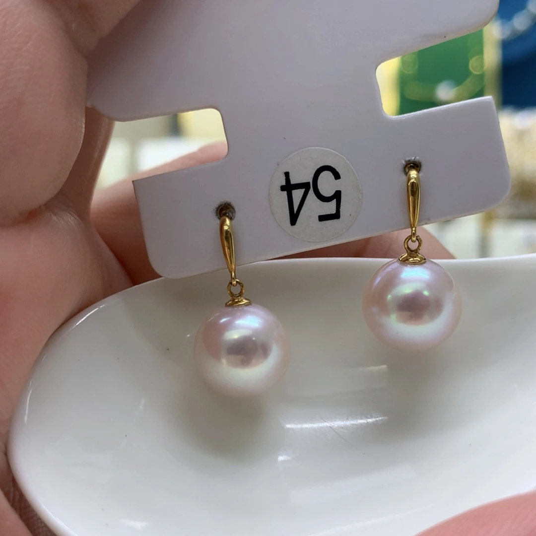 18K金镶嵌淡水珍珠耳饰